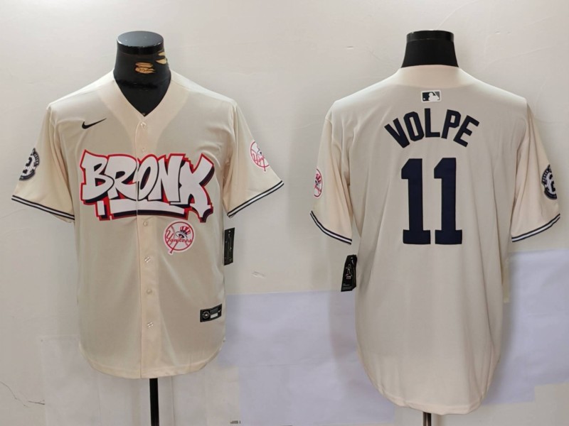 Men New York Yankees #11 Volpe Cream joint name 2024 Nike MLB Jersey style 2